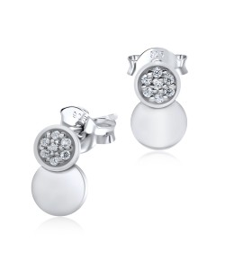 2 Round Overlap Silver Stud Earring STS-3245